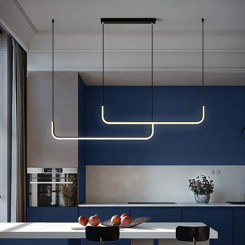 Black Gold Two Tone Finish Modern Linear Pendant Light